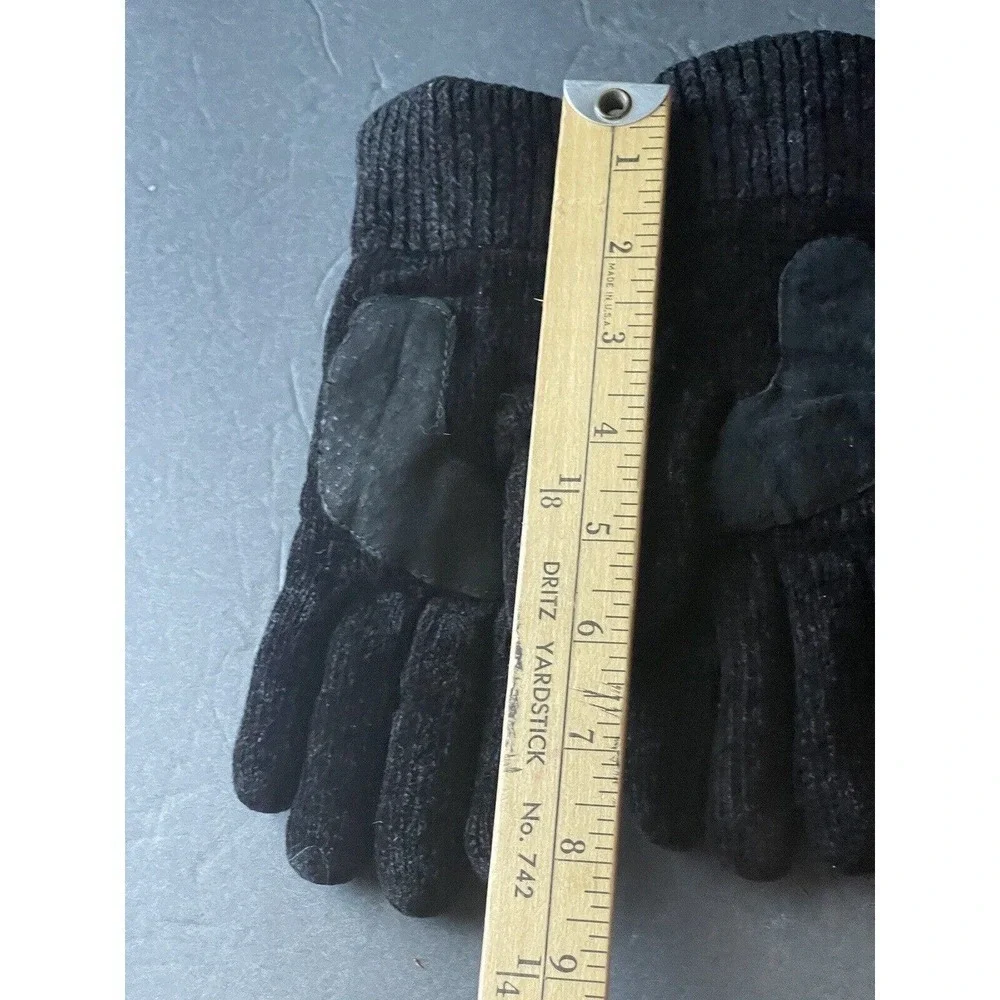 Isotoner Vintage Nylon Suede Black Knit Winter One Size Stretch Womens Gloves - Picture 6 of 7